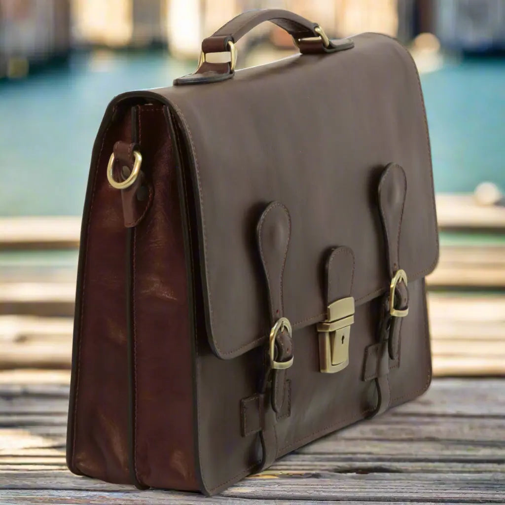 Leather Briefcase with buckle closures | Business & Office