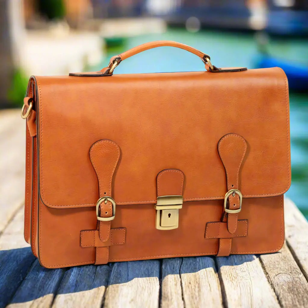 Leather Briefcase with buckle closures | Business & Office