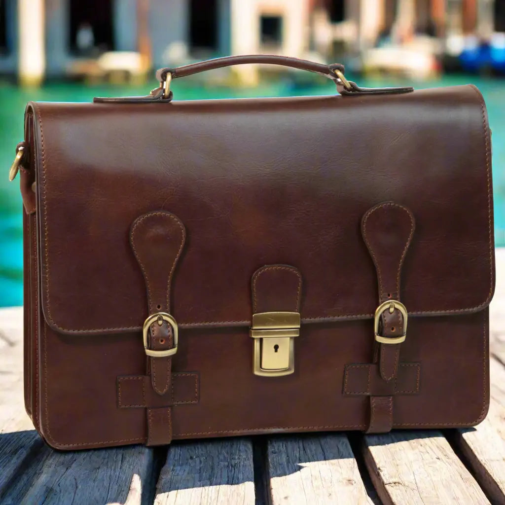 Leather Briefcase with buckle closures | Business & Office