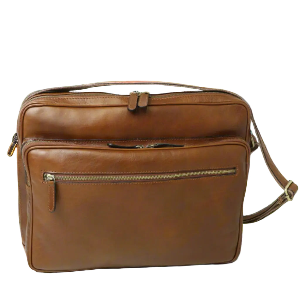 Old Angler Large Leather Bag with Zip Closures | Travel & Everyday Use