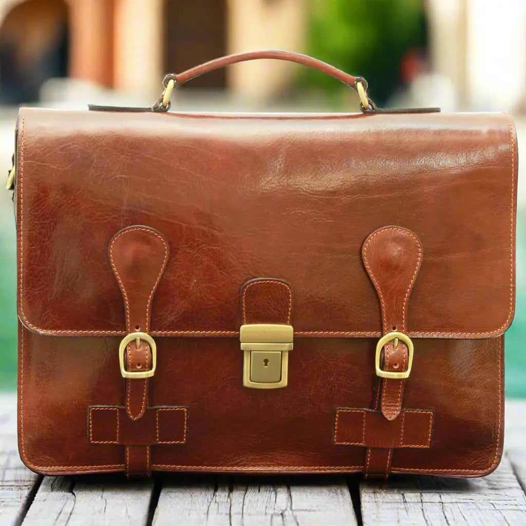 Leather Briefcase with buckle closures | Business & Office