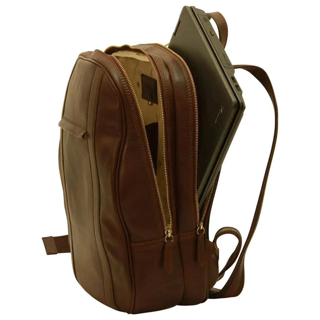 Soft Calfskin Leather Laptop Backpack | Travel & Work