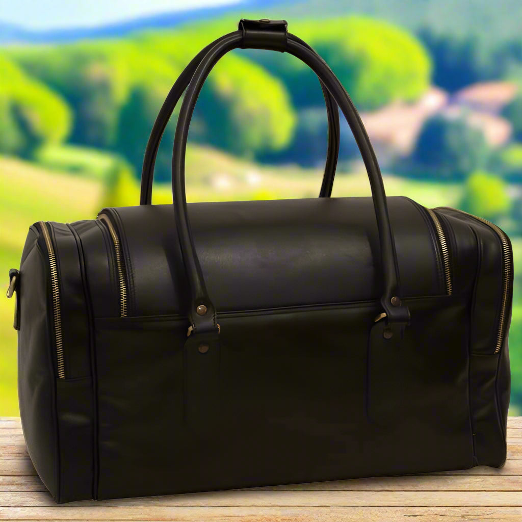 Round Metal Zip Leather Travel Bag | Business Trips & Holidays