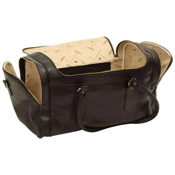 Round Metal Zip Leather Travel Bag | Business Trips & Holidays