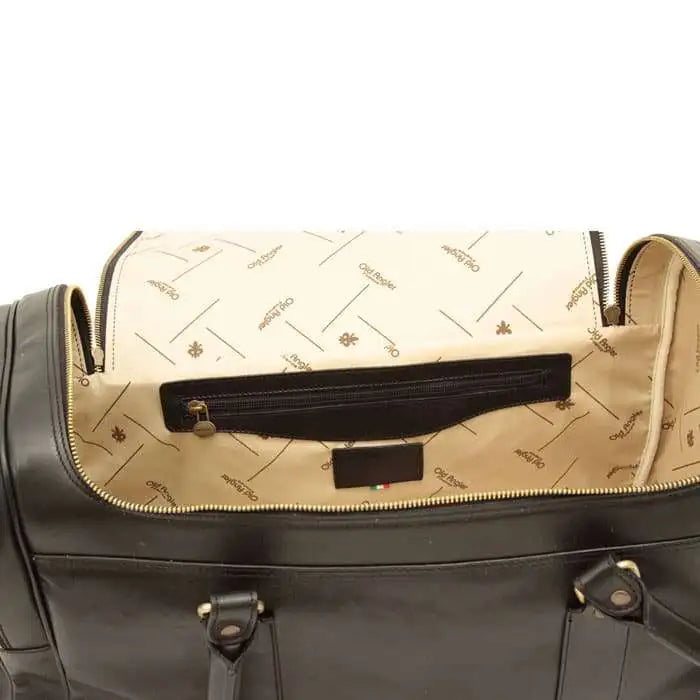 Round Metal Zip Leather Travel Bag | Business Trips & Holidays