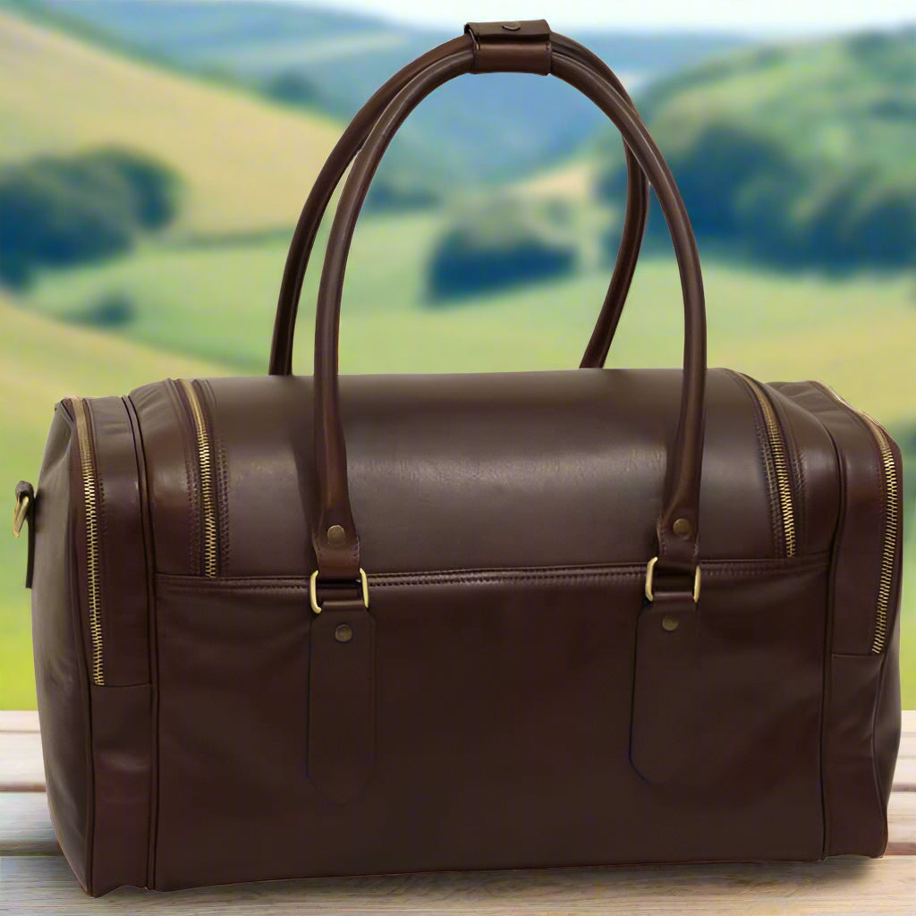 Round Metal Zip Leather Travel Bag | Business Trips & Holidays