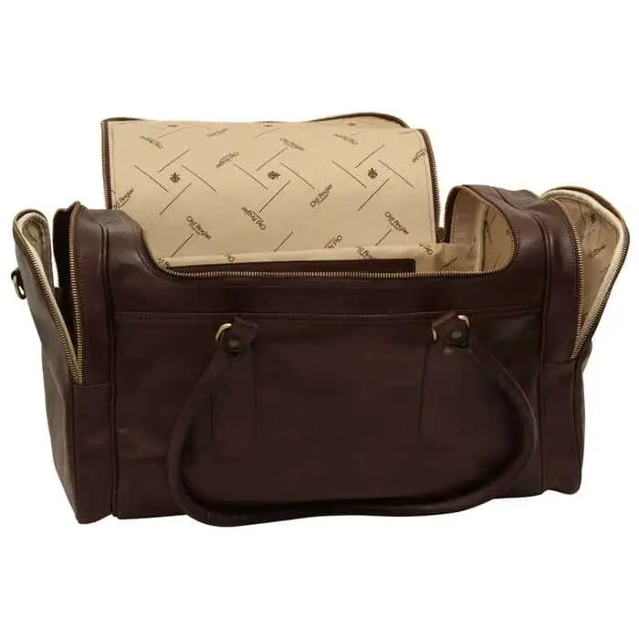Round Metal Zip Leather Travel Bag | Business Trips & Holidays