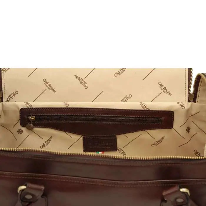 Round Metal Zip Leather Travel Bag | Business Trips & Holidays