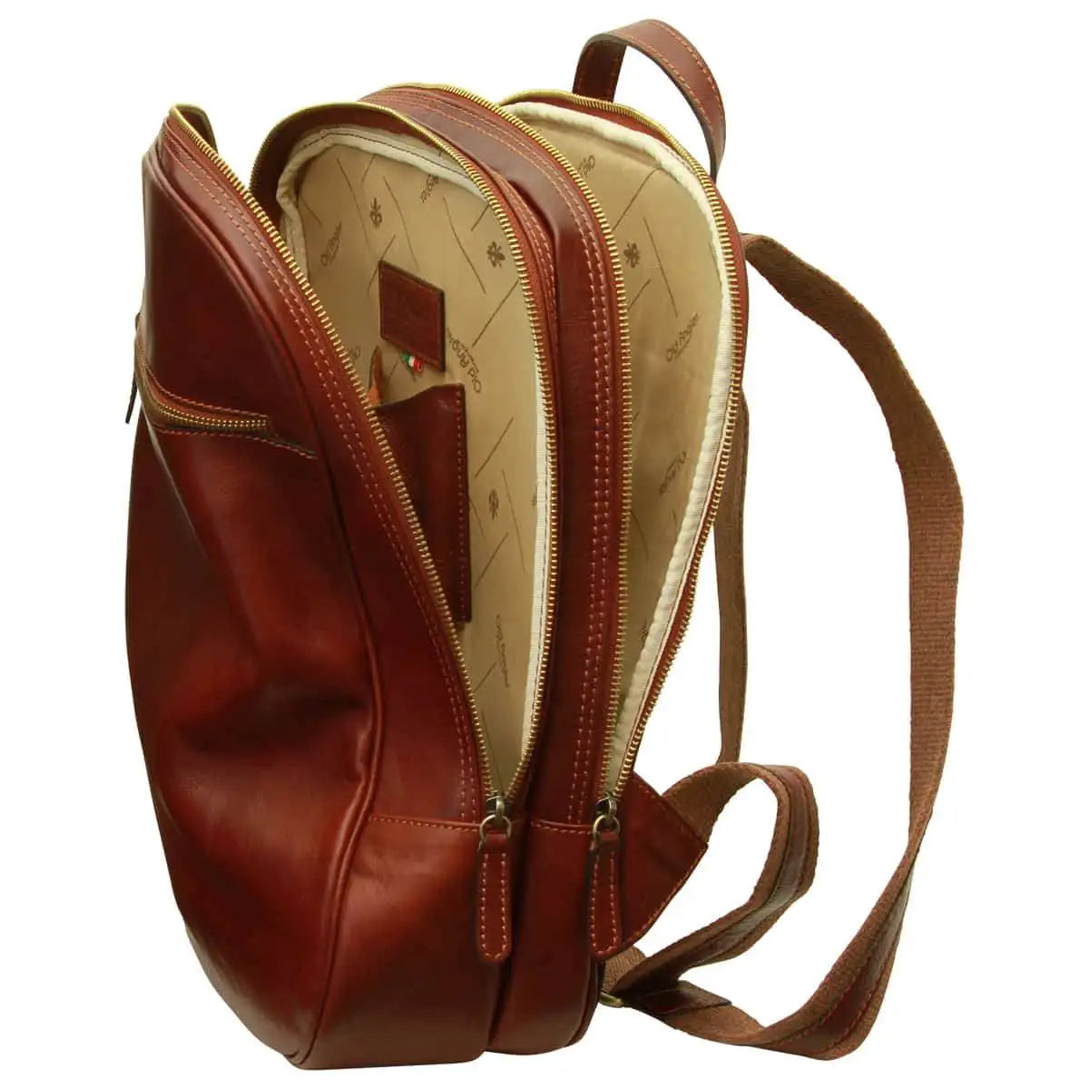 Leather Backpack with Exterior Zip Pockets | Travel & Work