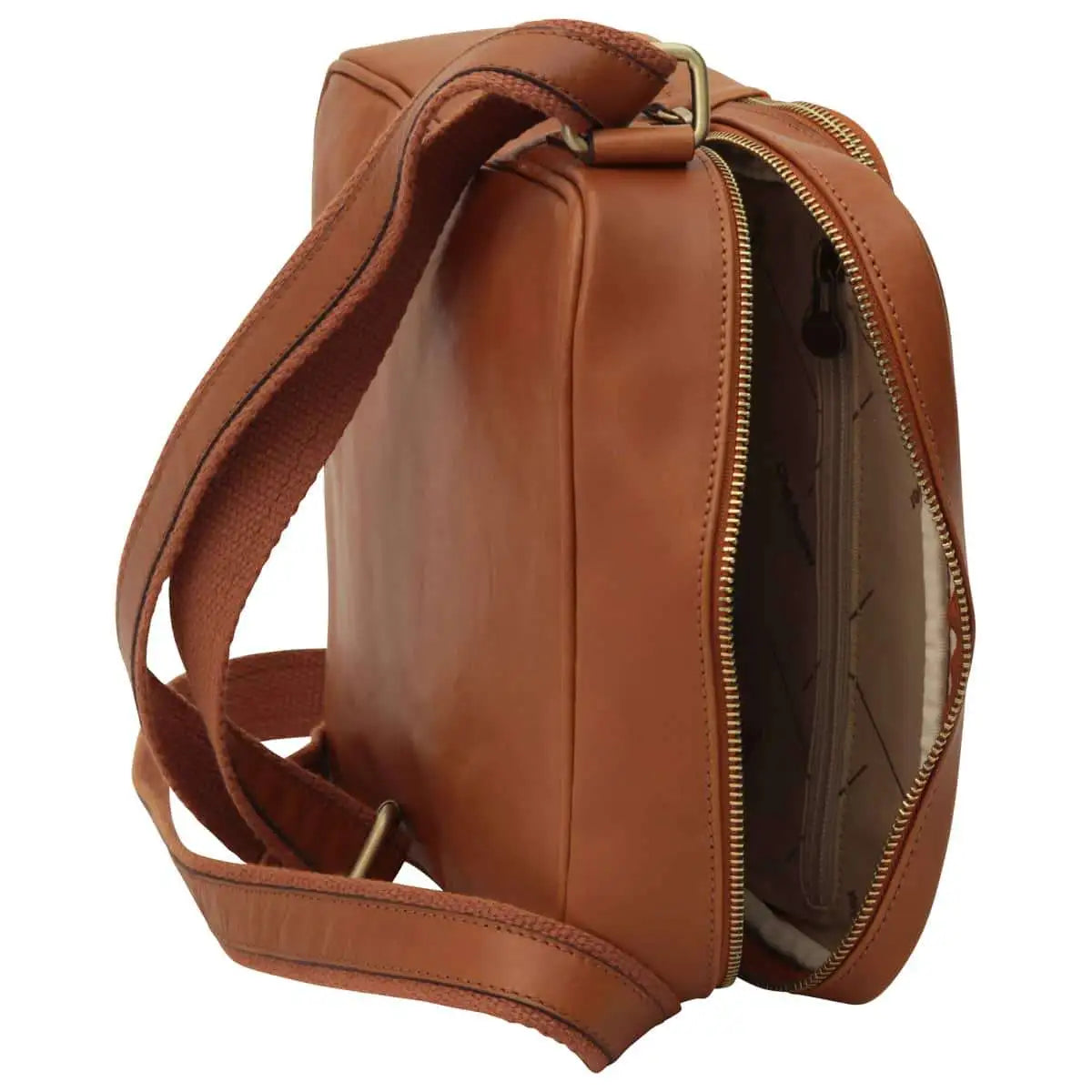 Small Leather Bag with Zip Closures | Travel & Everyday Use