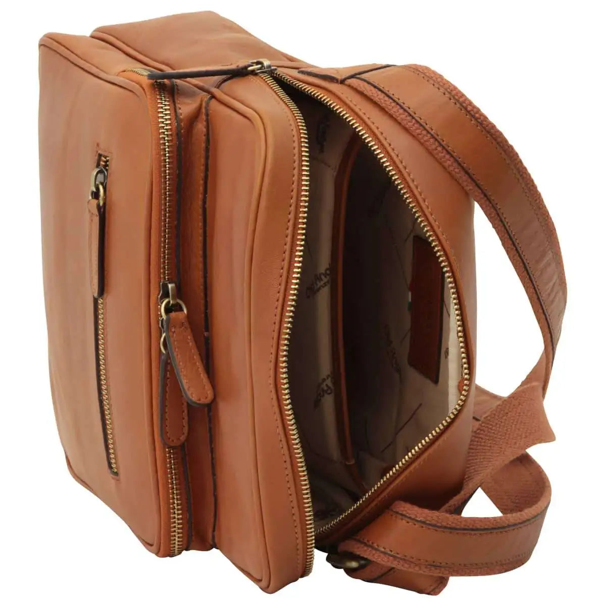 Small Leather Bag with Zip Closures | Travel & Everyday Use
