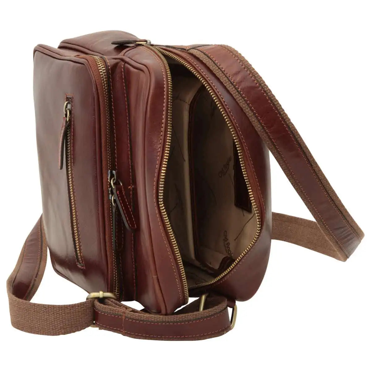 Small Leather Bag with Zip Closures | Travel & Everyday Use