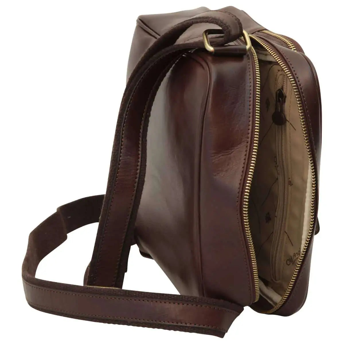 Small Leather Bag with Zip Closures | Travel & Everyday Use