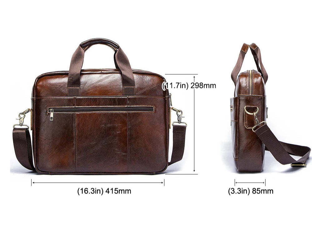 Genuine Cowhide Leather Briefcase – Professional Business Bag