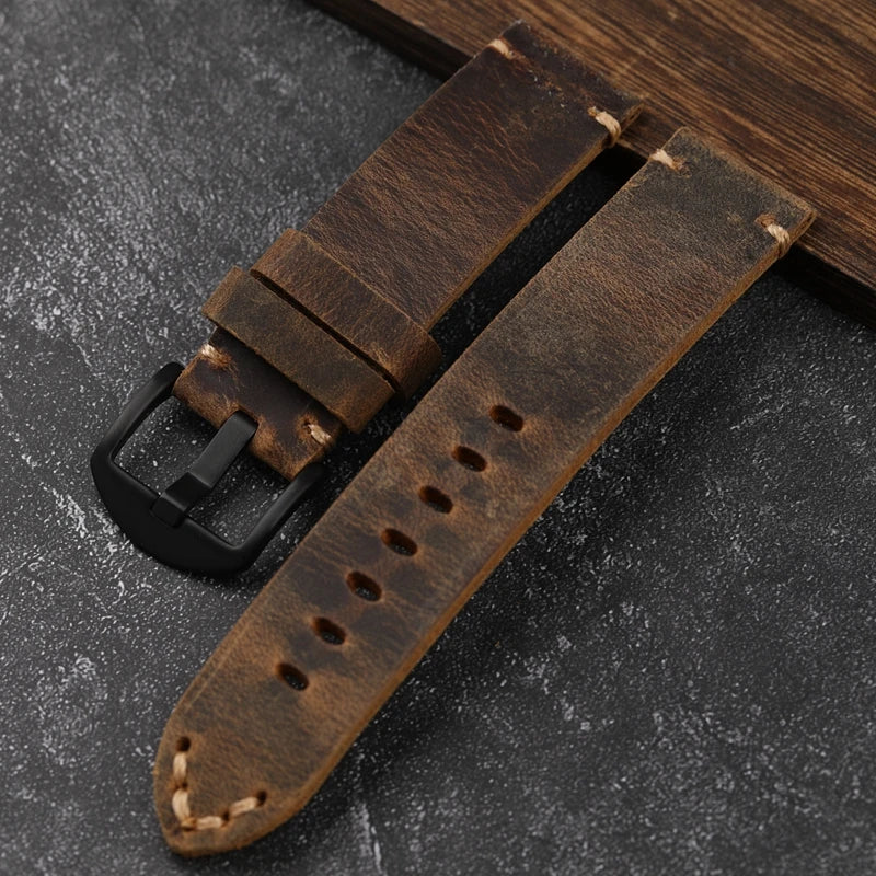 Genuine Leather Watch Band – Unisex Fit with Tools Included