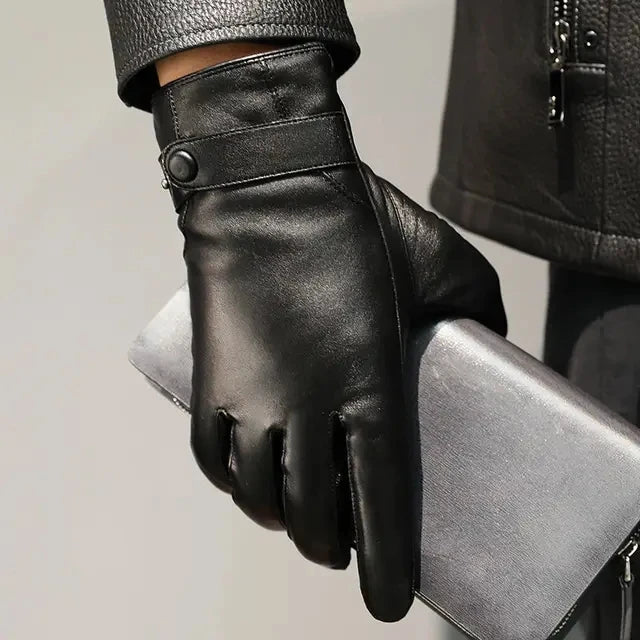 Men’s Genuine Sheepskin Leather Gloves – Fleece-Lined & Winter-Ready
