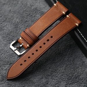 Elegant Genuine Leather Watchband – Stainless Steel Buckle