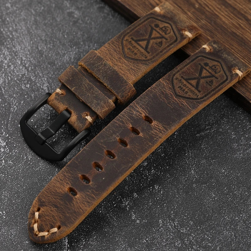 Genuine Leather Watch Band – Unisex Fit with Tools Included