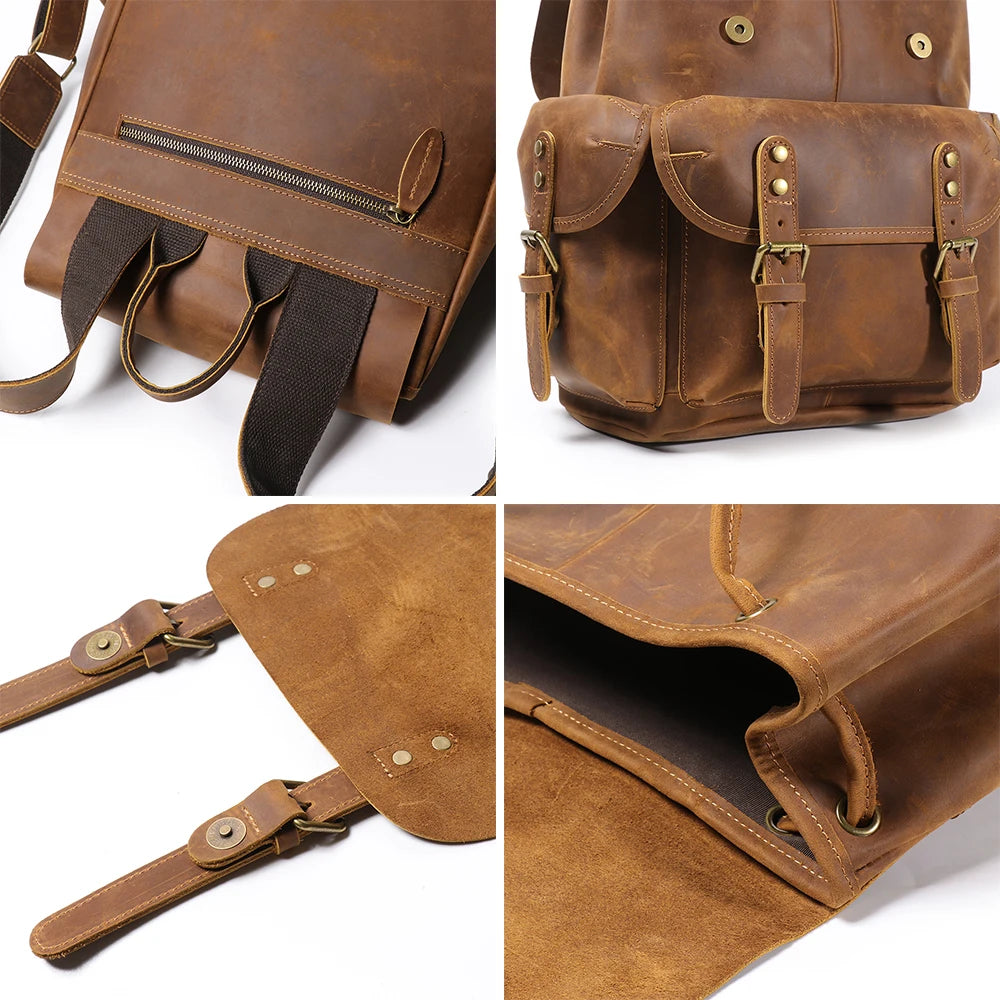 Large Capacity Genuine Leather Backpack | Travel & Work