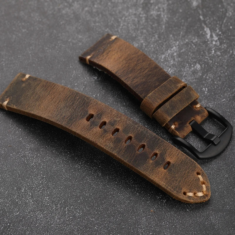 Genuine Leather Watch Band – Unisex Fit with Tools Included