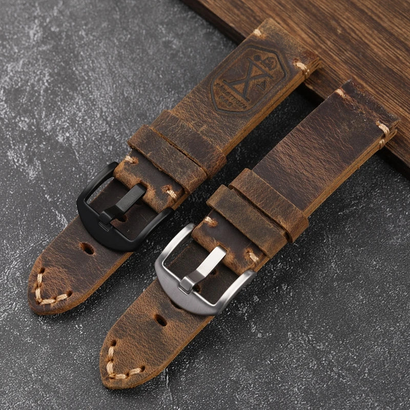 Genuine Leather Watch Band – Unisex Fit with Tools Included