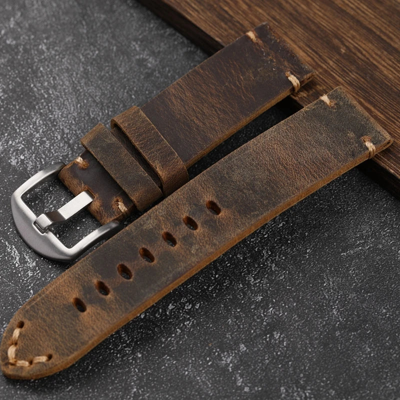 Genuine Leather Watch Band – Unisex Fit with Tools Included
