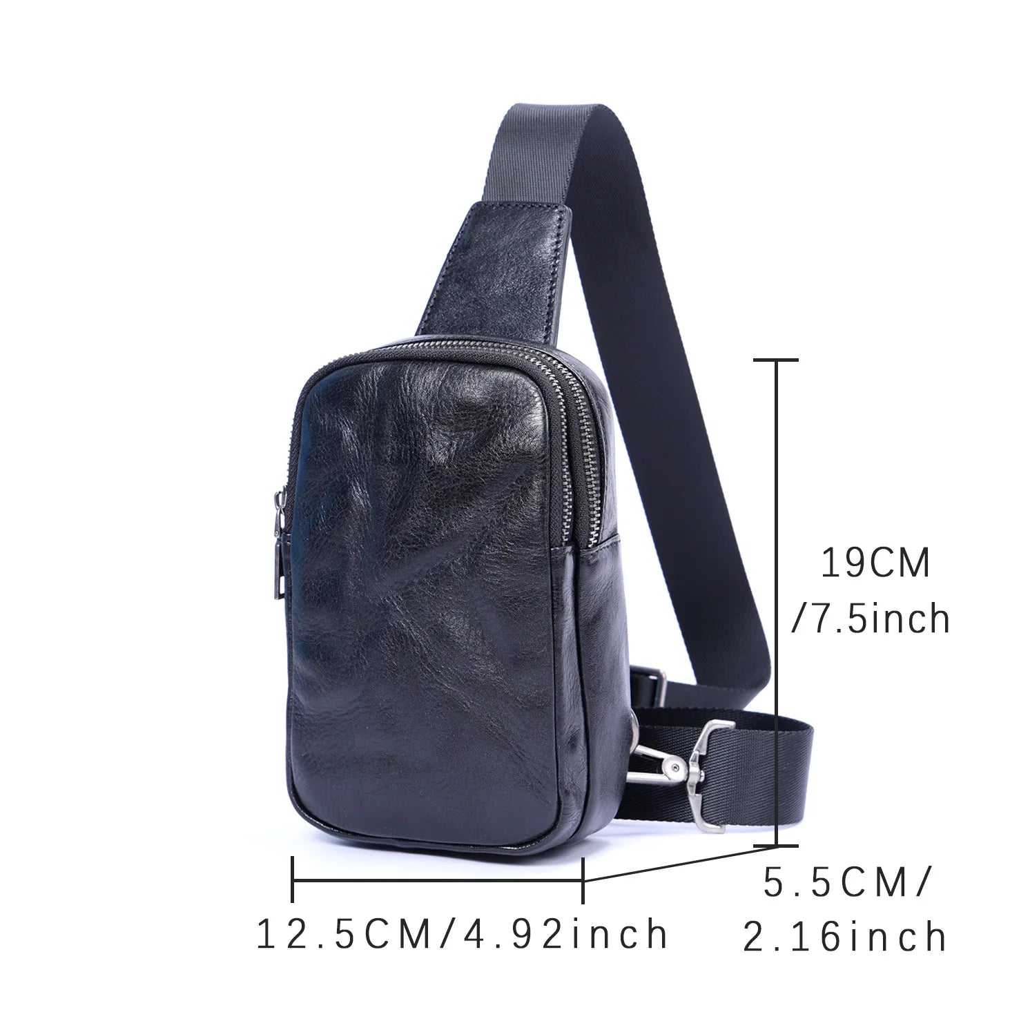Genuine Leather Crossbody Bag – Zippered with Organic Cotton, Daily Carry