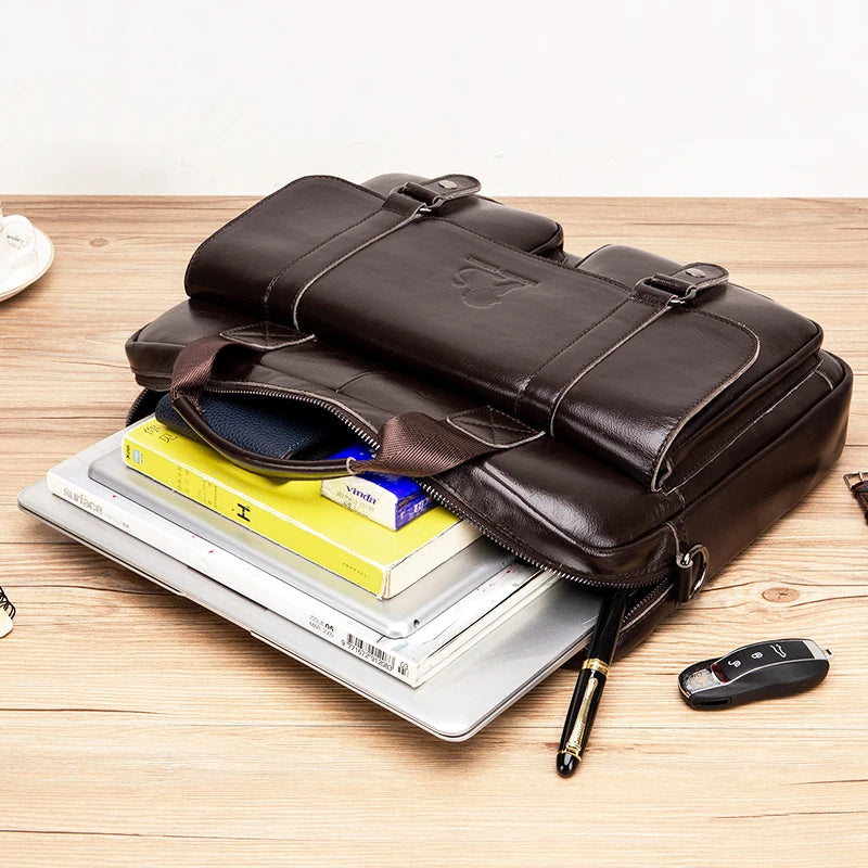Organized Genuine Leather Briefcase | Business Bag with Laptop Slot