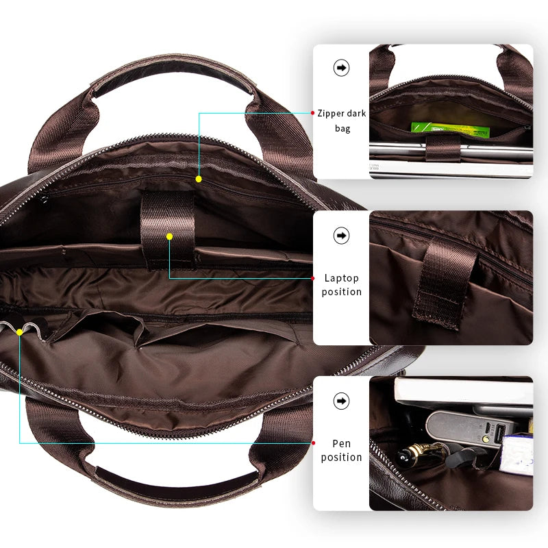 Organized Genuine Leather Briefcase | Business Bag with Laptop Slot