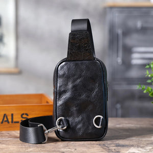 Genuine Leather Crossbody Bag – Zippered with Organic Cotton, Daily Carry