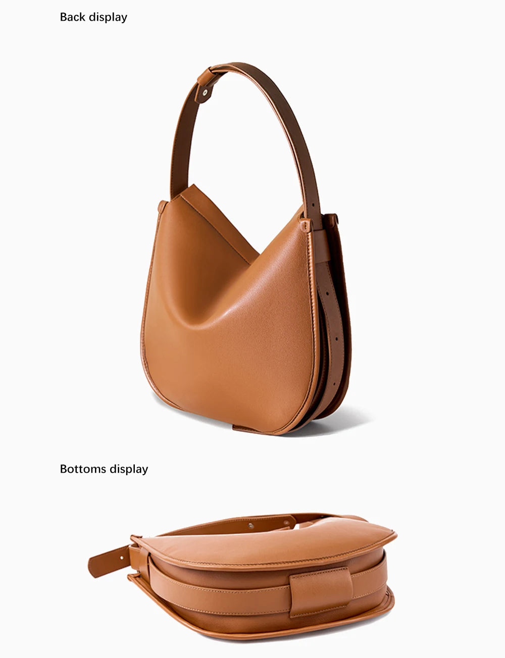 Genuine Cowhide Shoulder Bag – Classic Hobo Style for Women