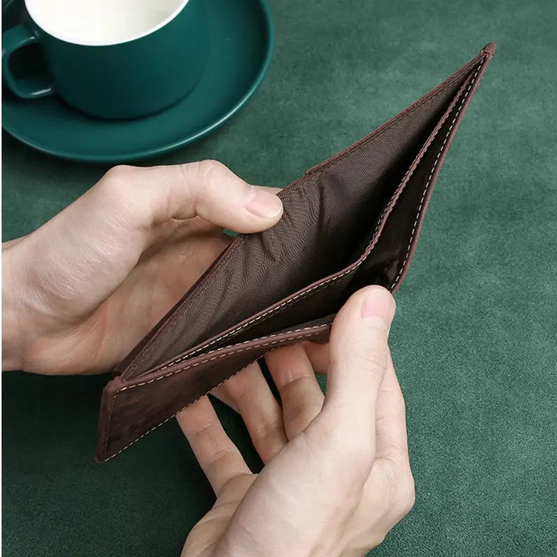 Men’s Genuine Leather Wallet – Compact & Vintage Look