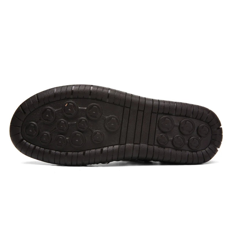Classic Genuine Leather Sandals with Buckle Strap