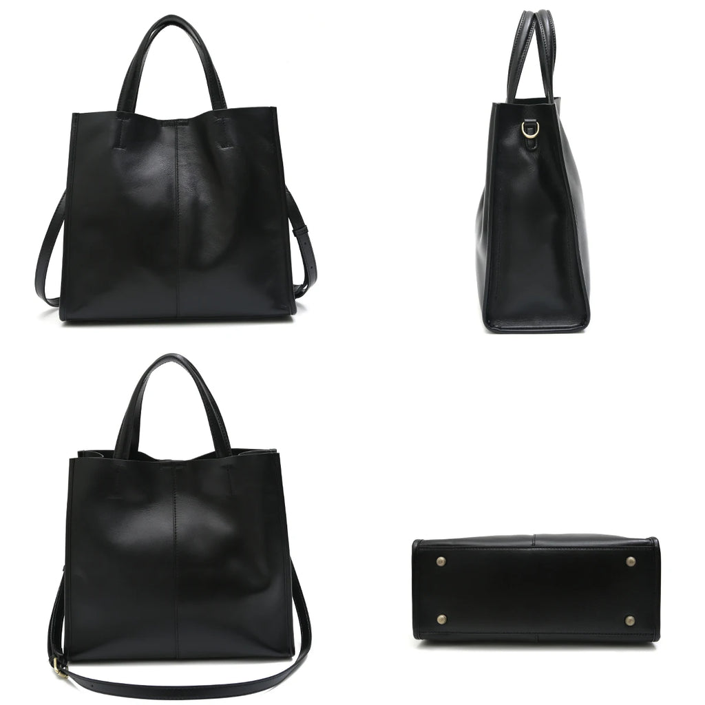 Soft & Durable Women’s Genuine Leather Tote – Organized & Stylish