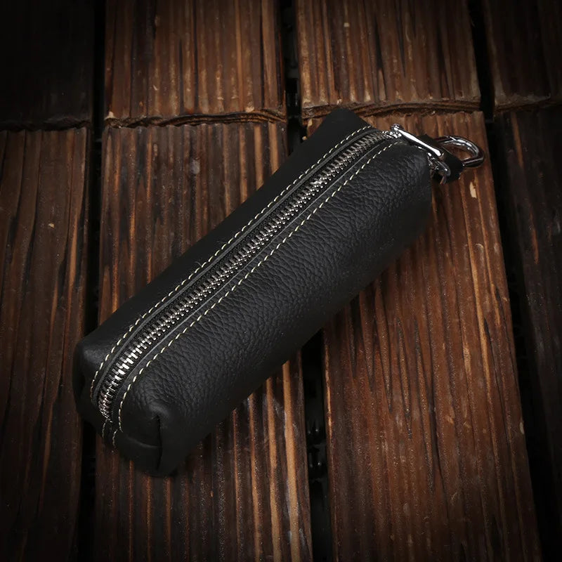 Genuine Cowhide Leather Key Wallet – Barrel Shape, Lightweight & Stylish