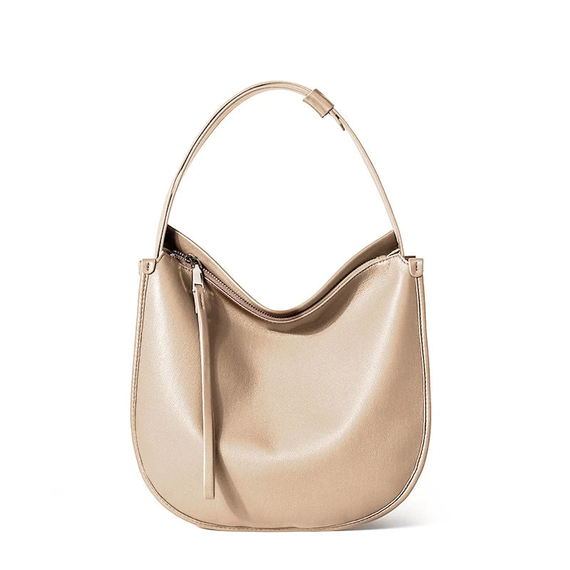 Genuine Cowhide Shoulder Bag – Classic Hobo Style for Women