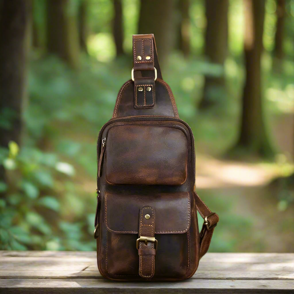 Men’s Leather Sling Bag | Travel