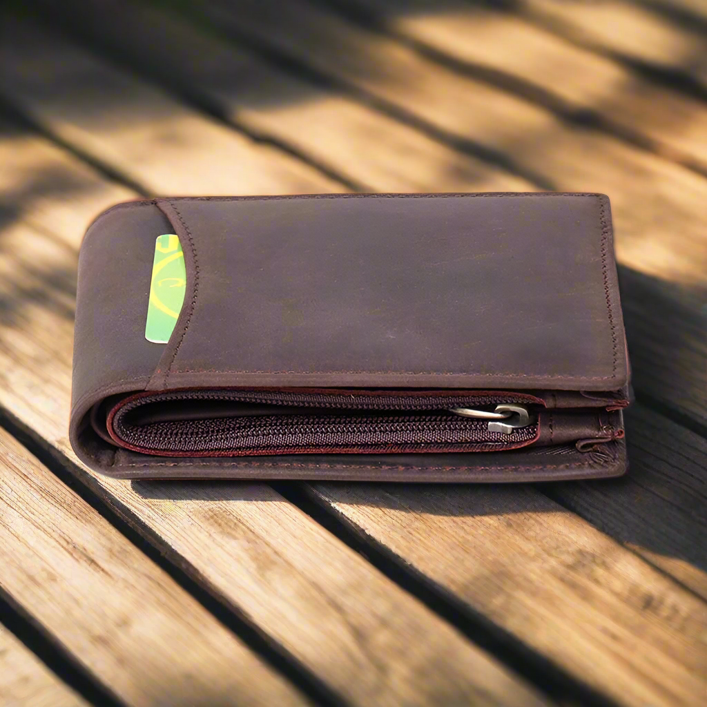 Compact Crazy Horse Leather Wallet | Daily Use