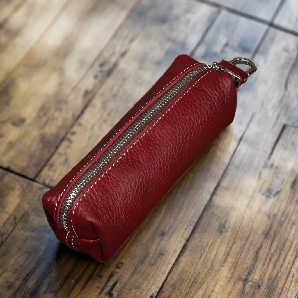 Genuine Leather Barrel Shape Key Wallet | Travel & Everyday Use