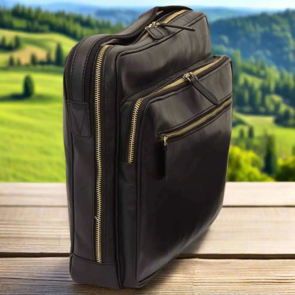 Large Leather Bag with Zip Closures | Travel & Everyday Use