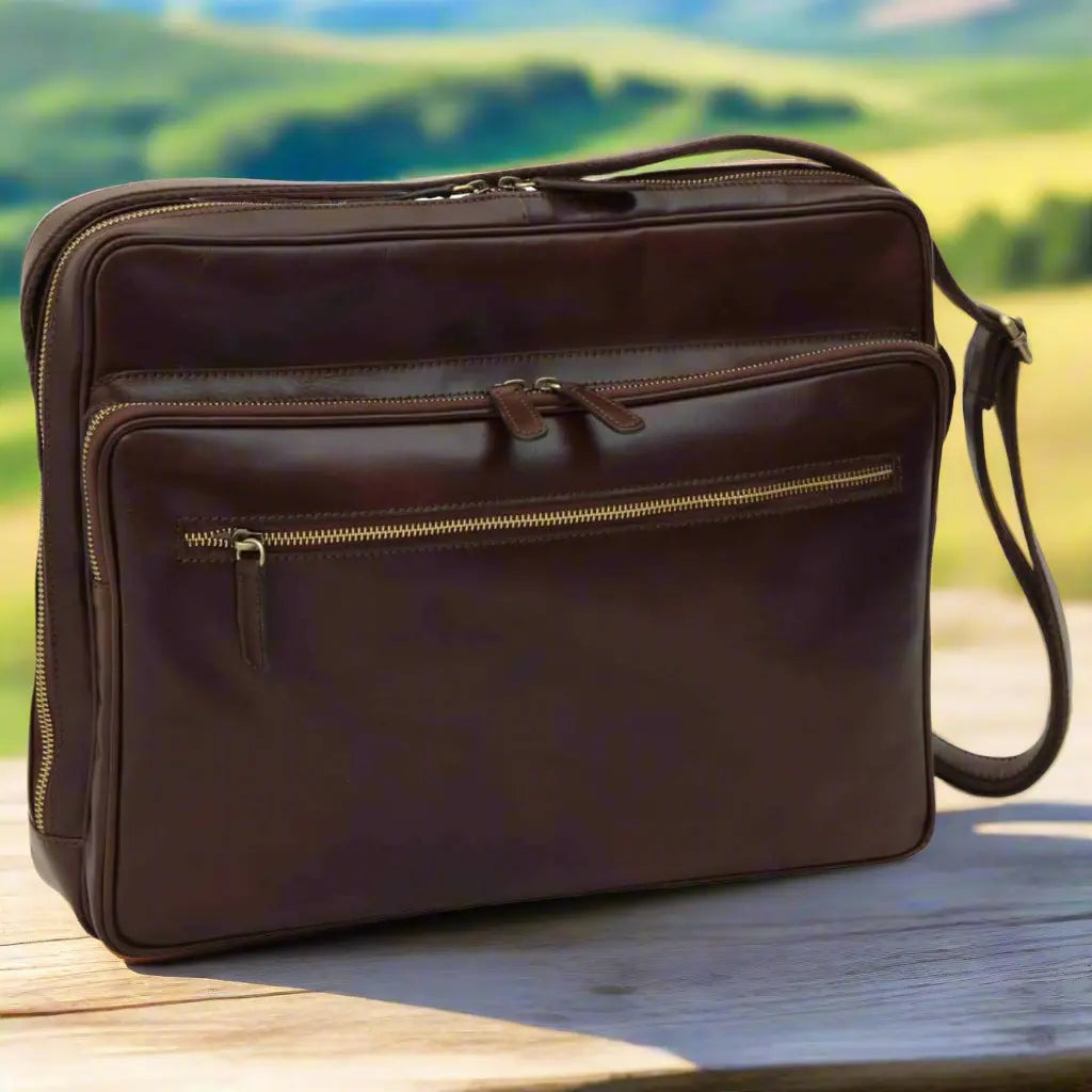 Large Leather Bag with Zip Closures | Travel & Everyday Use