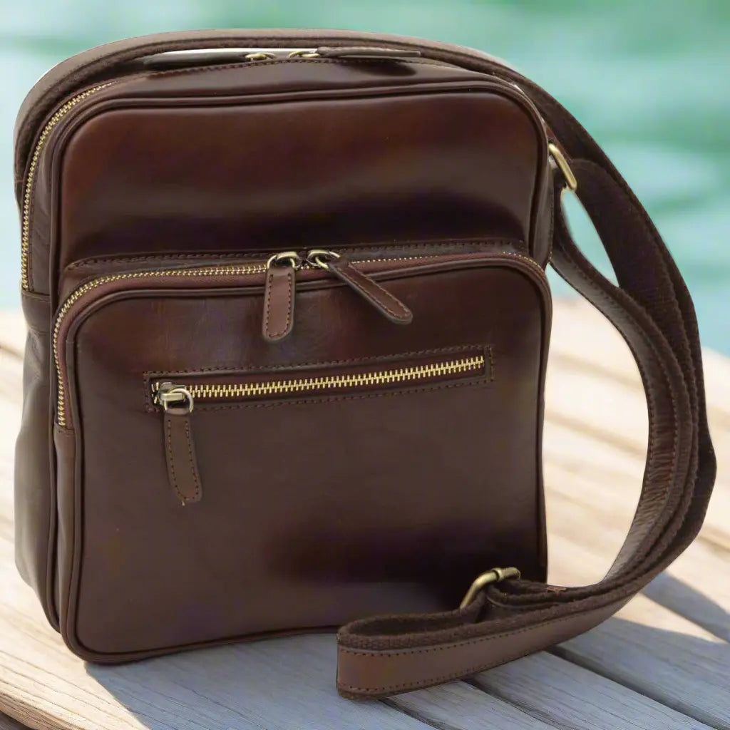 Small Leather Bag with Zip Closures | Travel & Everyday Use