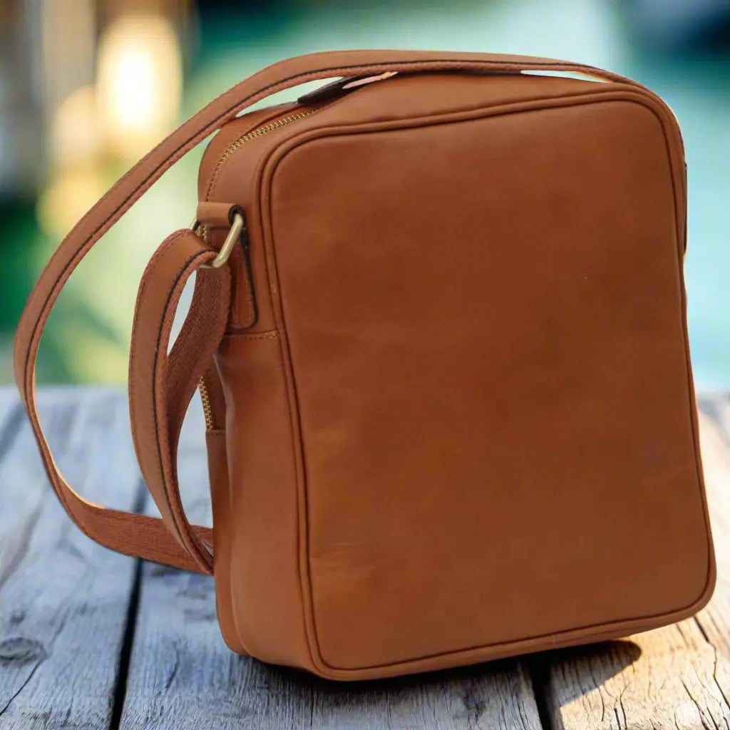 Small Leather Bag with Zip Closures | Travel & Everyday Use