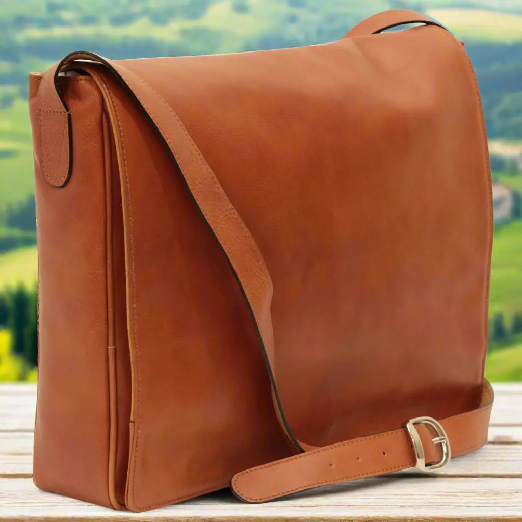 Cowhide Leather Messenger Bag | Travel & Everyday Use