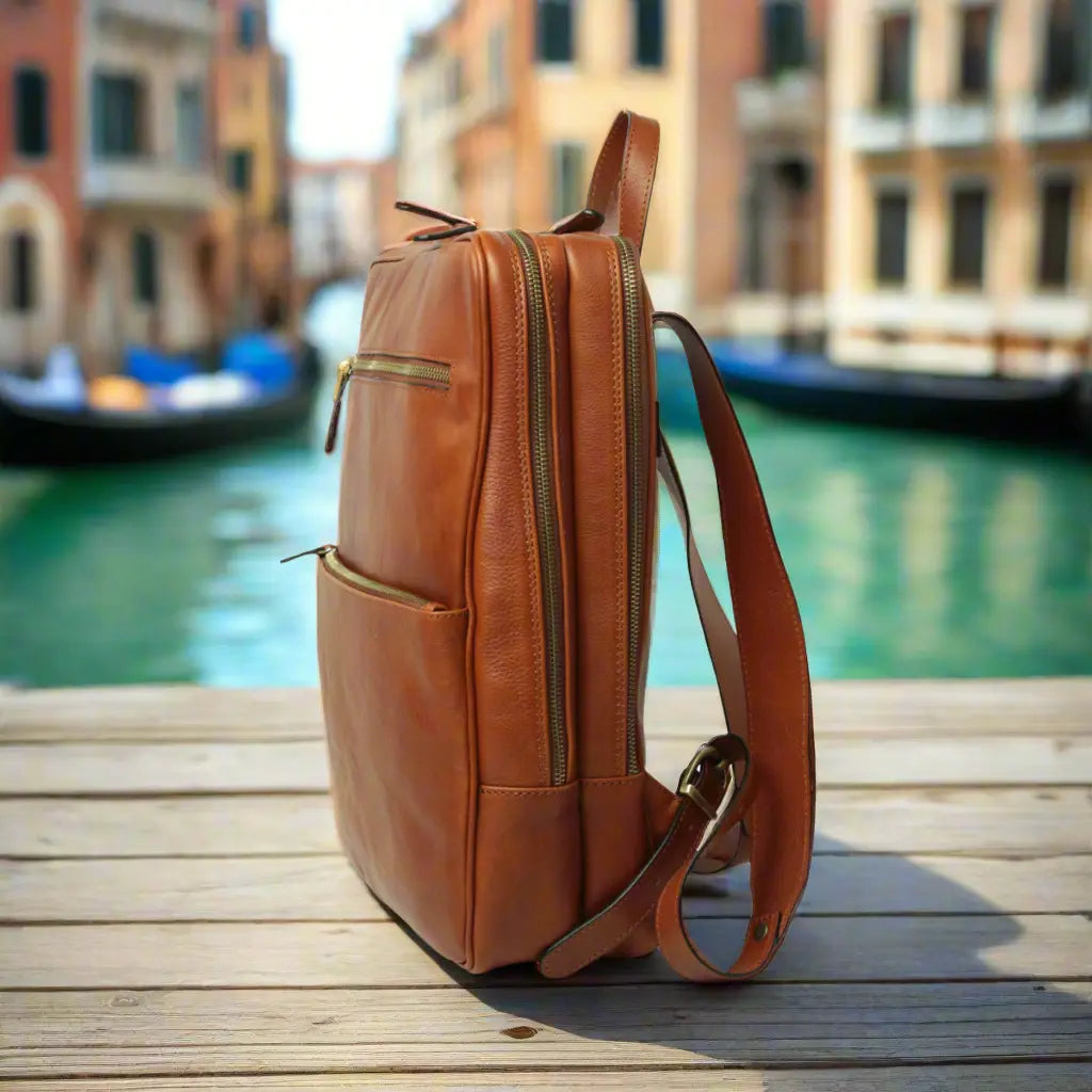 Leather Backpack with Backside Troller Strap | Travel & Work