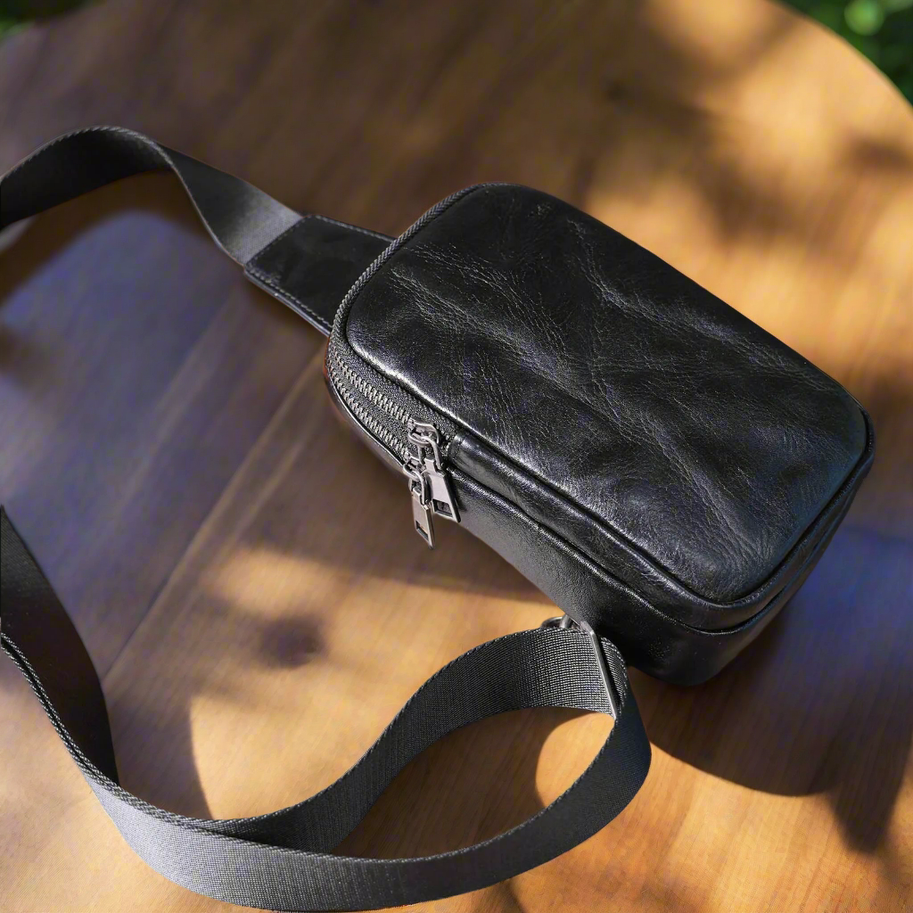 Genuine Leather Box-Shaped Crossbody Bag | Travel & Daily Use
