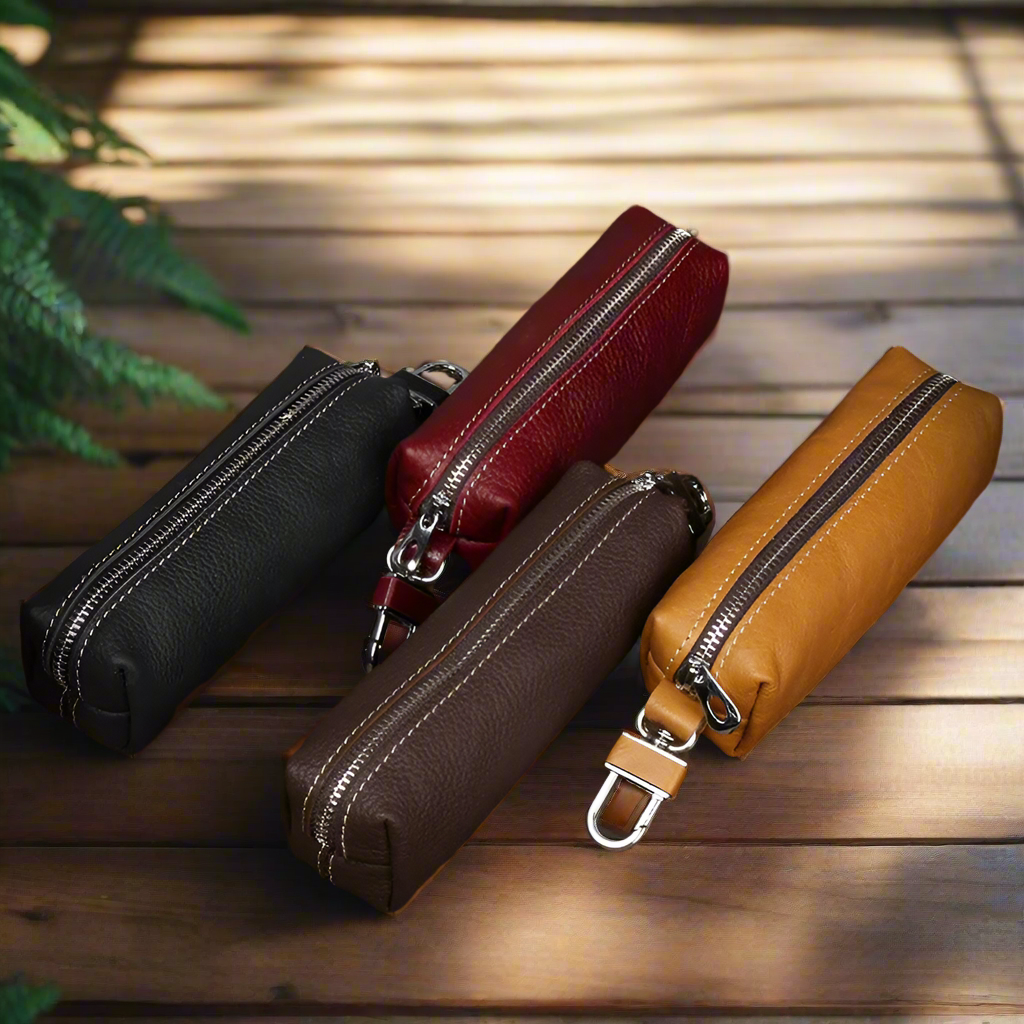 Genuine Leather Barrel Shape Key Wallet | Travel & Everyday Use