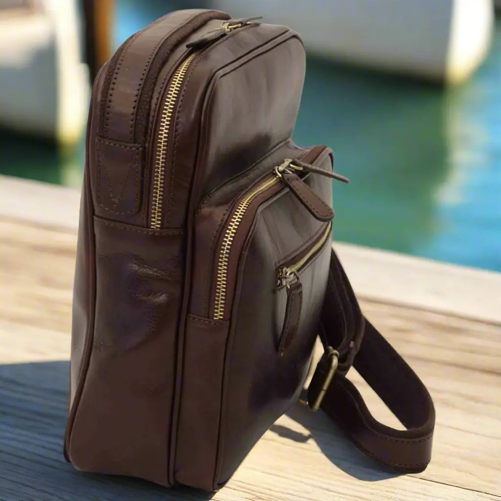 Small Leather Bag with Zip Closures | Travel & Everyday Use
