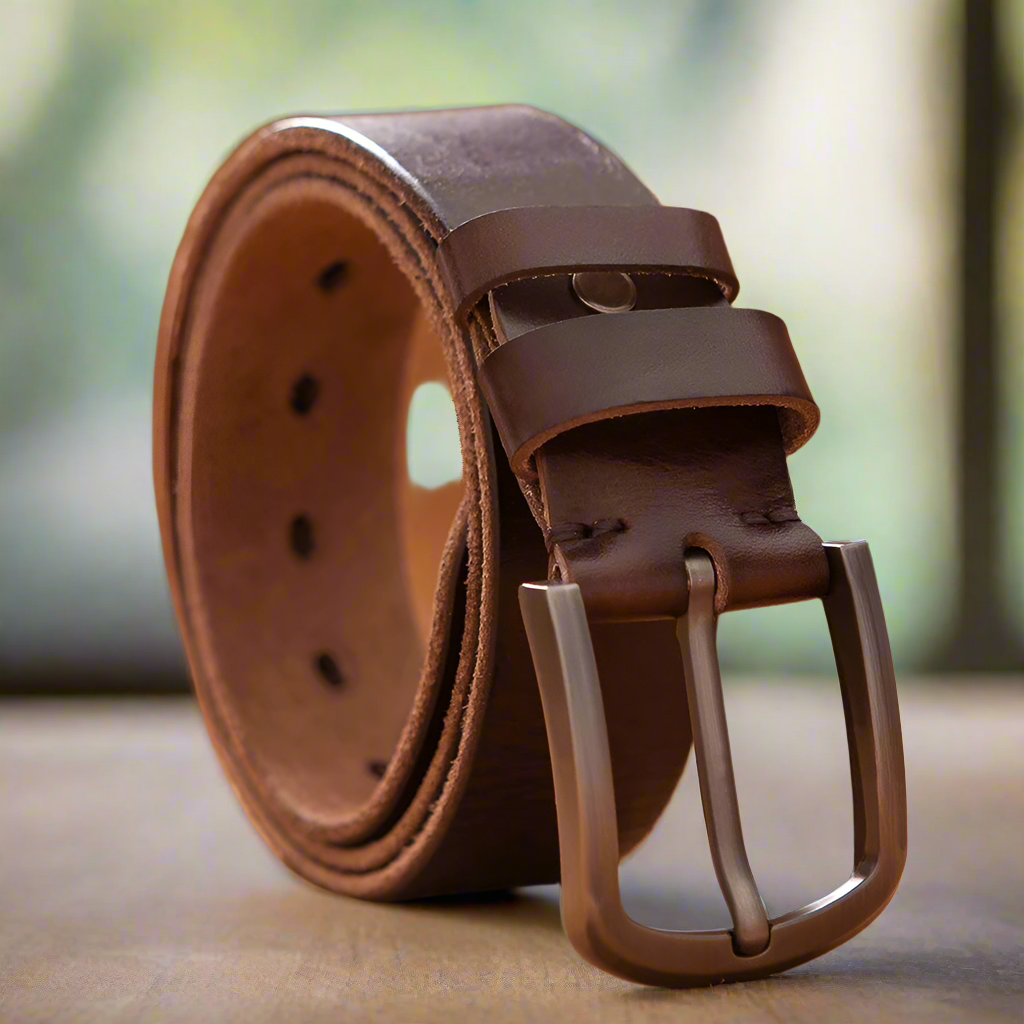 Luxury Top Cowhide Genuine Leather Belt – Durable Vintage Style for Men