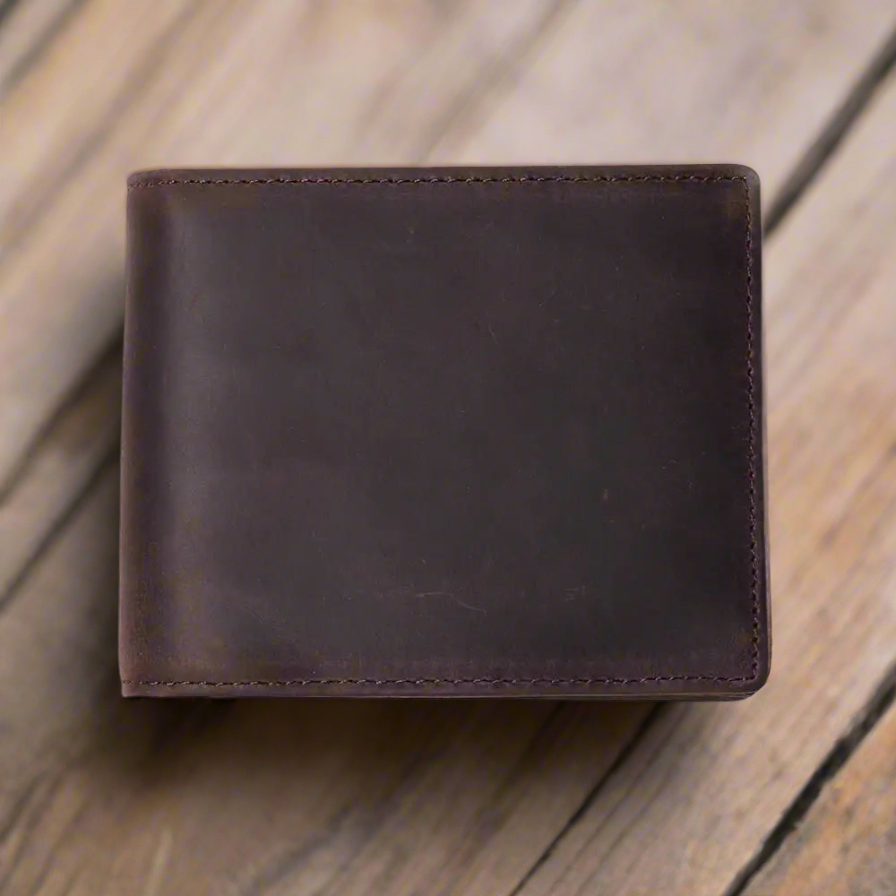 Compact Crazy Horse Leather Wallet | Daily Use